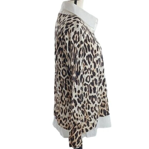 Chico's Sweater Animal Print Layered Effect Long Sleeve Knit Womens Size M - Picture 4 of 8